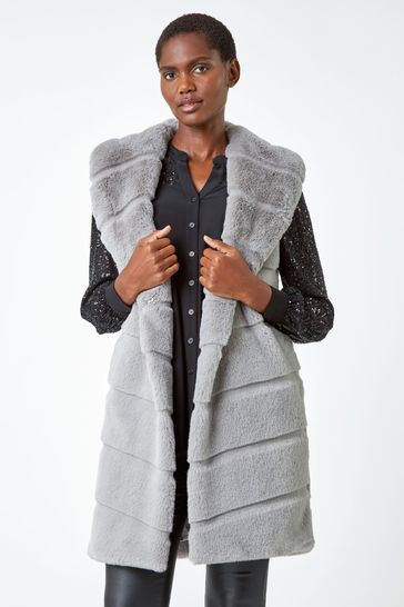 Faux fur longline gilet outlet