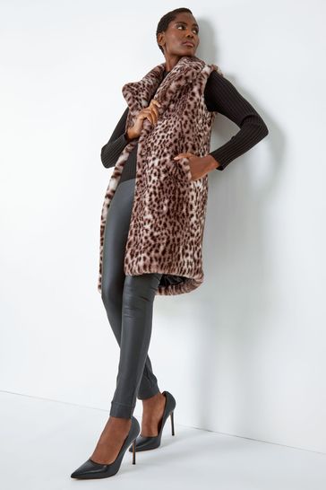 Buy Roman Animal Print Faux Fur Gilet from the Laura Ashley online shop