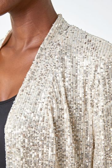 Sequin longline jacket top