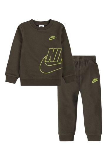 Nike Green Little Kids Icon Crew and Tracksuit Joggers