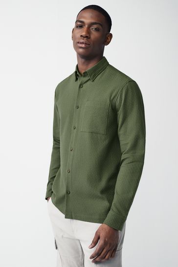 White waffle clearance long sleeve shirt