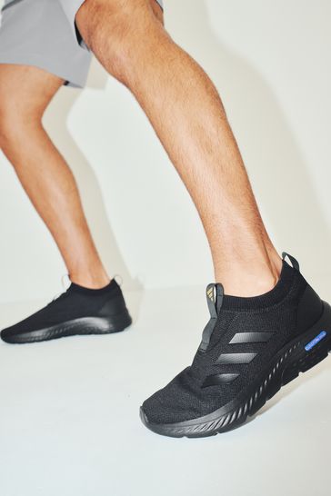 Adidas cloudfoam slip on black shop