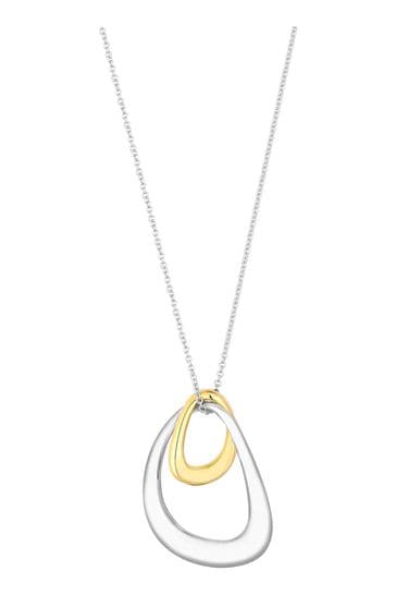 Simply Silver White Two Tone Plated Sterling Silver 925 Pendant Necklace