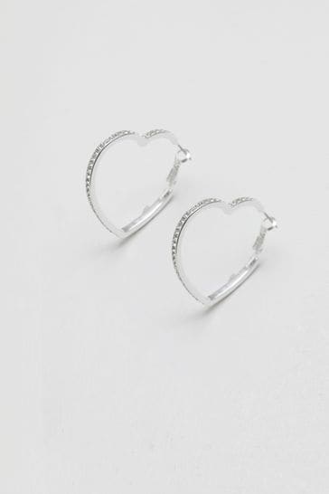Buy Lipsy Silver Tone Crystal Heart Hoop Earrings from Next Saudi Arabia