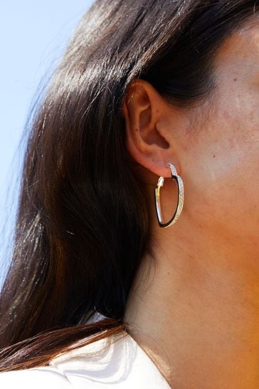 Buy Lipsy Silver Tone Crystal Heart Hoop Earrings from Next Saudi Arabia