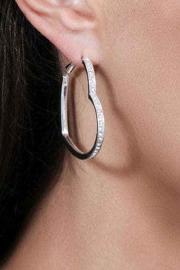 Buy Lipsy Silver Tone Crystal Heart Hoop Earrings from Next Saudi Arabia