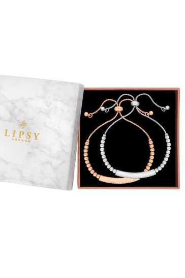 Lipsy Two Tone Bar 2 Pack Toggle Bracelet - Gift Boxed