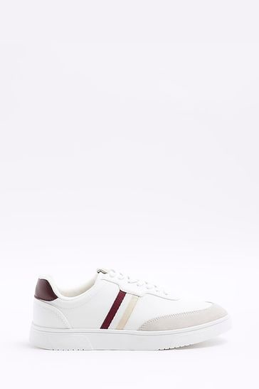 River Island White Leather Webbing Skater Trainers