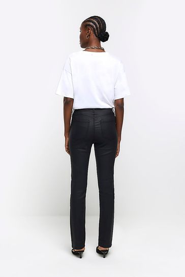 River island store black coated jeans