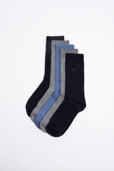 River Island Blue Plated Ankle Socks 5 Packs