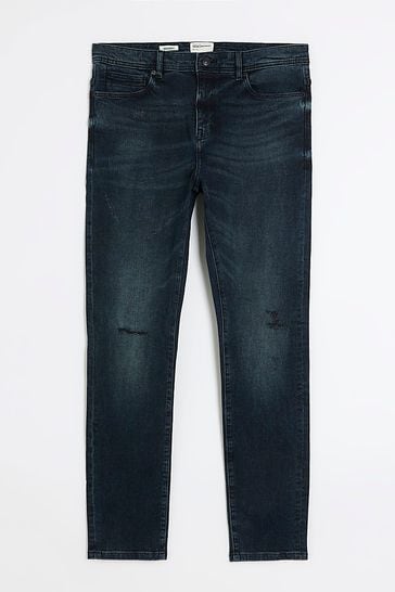 River island mens black ripped 2025 skinny jeans