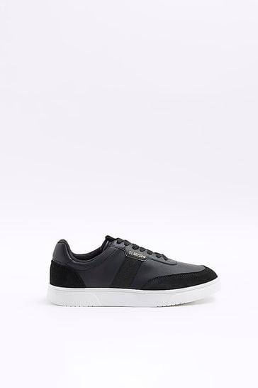 River Island Black Leather Webbing Skater Trainers