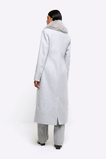 River island tailored coat with single hot sale fastening in grey