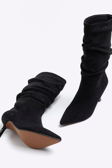 River island black slouch boots 2025