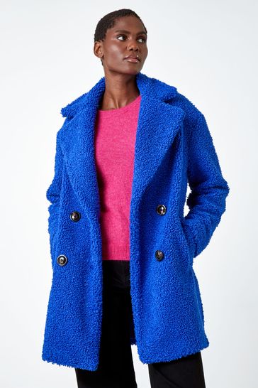 Buy Roman Blue Longline Teddy Coat from Next Ireland