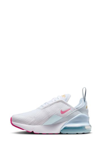 Nike White Pink Air Max 270 Junior Trainers