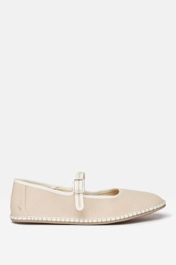 Joules Maddison Neutral Canvas Mary Jane Shoes