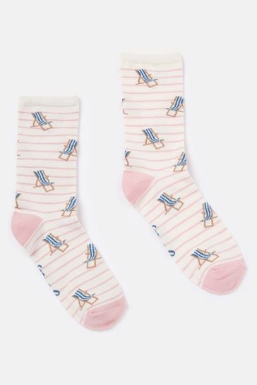 Joules Pink/White Excellent Everyday Single Ankle Socks