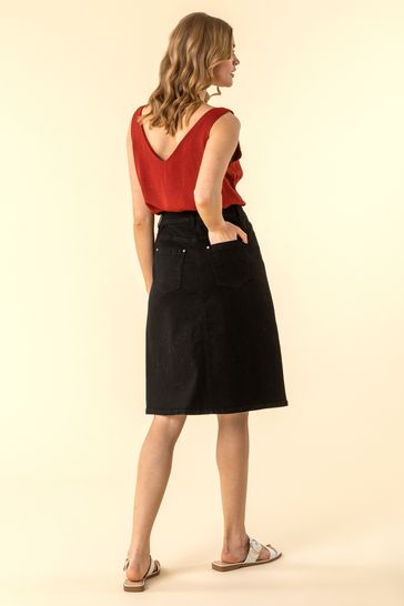 Buy Roman Black A Line Knee Length Denim Skirt from Next Ireland