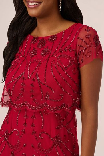 Buy Adrianna Papell Red Beaded Mesh Gown from Next Luxembourg