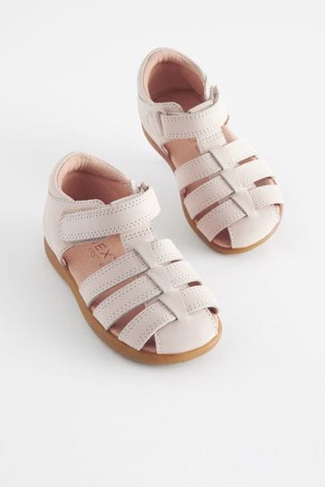 Buy Stone Wide Fit G Baby Touch Fastening Leather First Walker Sandals from Next Bahrain
