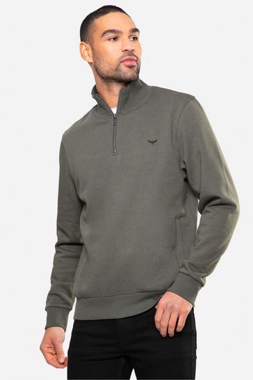 Threadbare Green 1/4 Zip Neck Sweatshirt