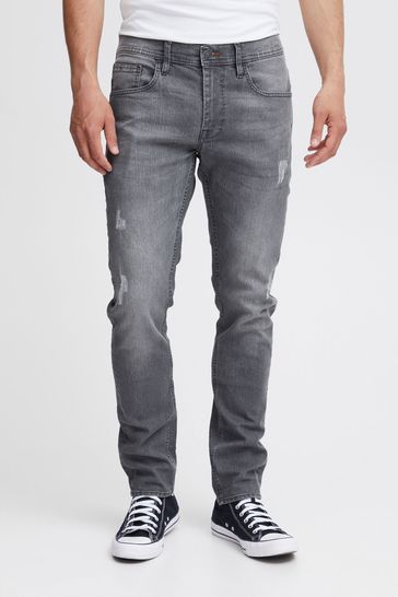 Blend Grey Jet Fit Distressed Mid Stretch Denim Jeans