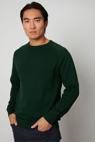 Suéter verde ligero de punto con cuello redondo de Threadbare