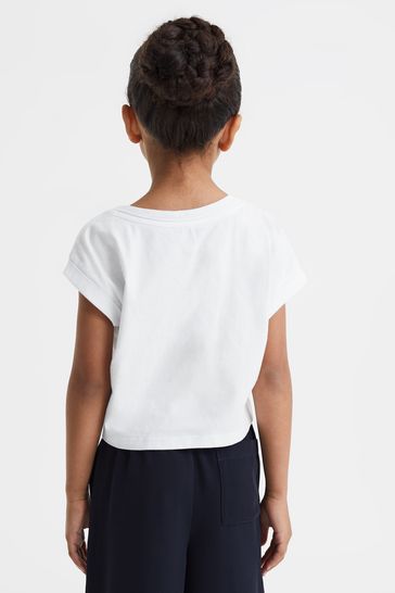 Buy Reiss White Terry Teen Cotton Crew Neck Crop Top from Next Belgium