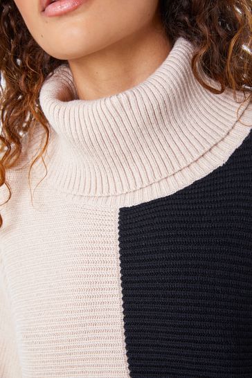 Buy Roman Nude Colourblock Longline Roll Neck Jumper from Next Ireland