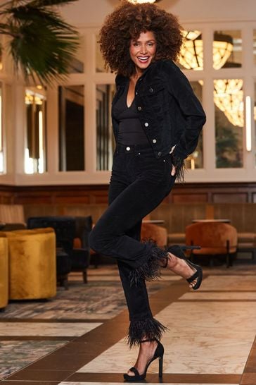 Black velvet shop jean jacket