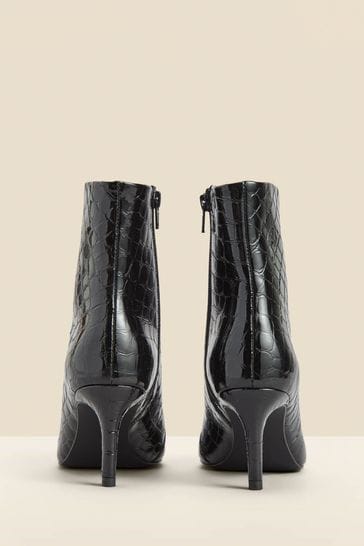 Leather mid heel best sale ankle boots