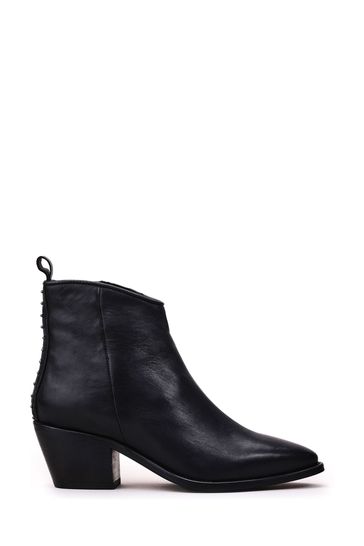 Moda In Pelle Camola Plain Chunky Lace-Up Black Ankle Boots