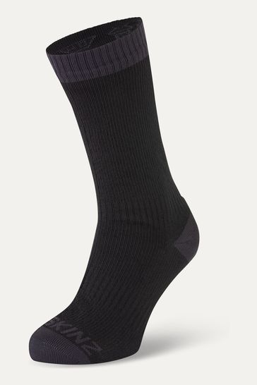 Sealskinz Wiveton Waterproof Warm Weather Mid Length Black Socks