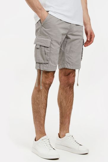 Threadbare Light Grey Cotton Cargo Shorts