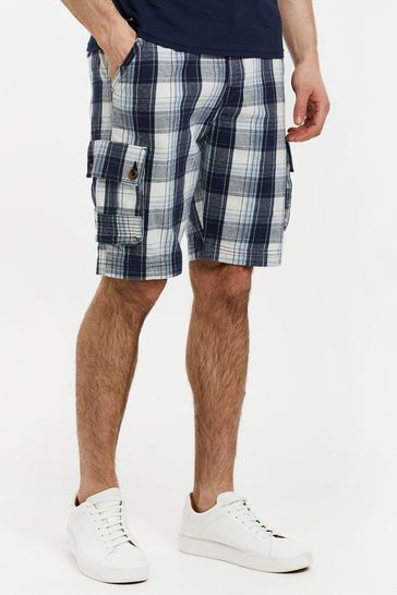 Buy Threadbare Blue 100 Cotton Checked Cargo Shorts from Next Saudi Arabia