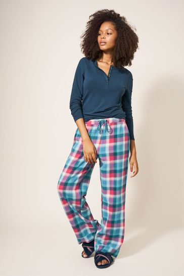 Buy White Stuff Blue Nina Organic Check Pyjama Joggers from Next