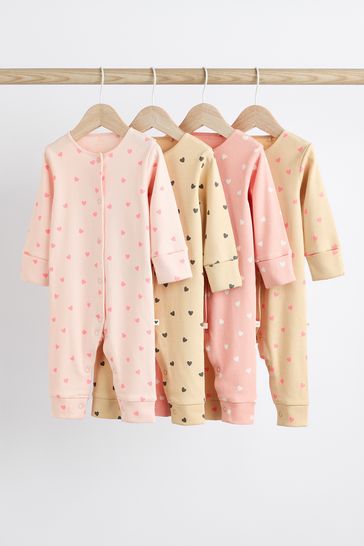 Pink Baby Footless Sleepsuits 4 Pack (0mths-3yrs)