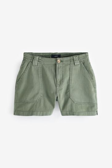 Buy Khaki Green 100 Cotton Cargo Utility Lightweight Denim Shorts from Next Bahrain