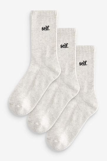 Grey Self. Cushion Sole Lounge Ankle Socks 3 Pack