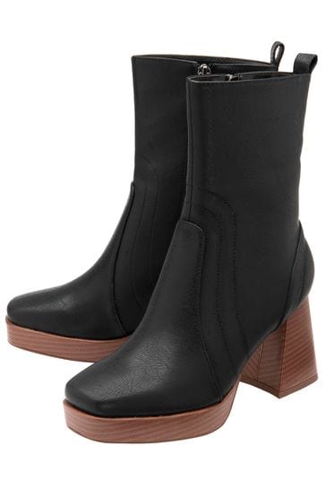 Buy Ravel Black Block Heel Zip Up Mid Calf Boots from Next Luxembourg