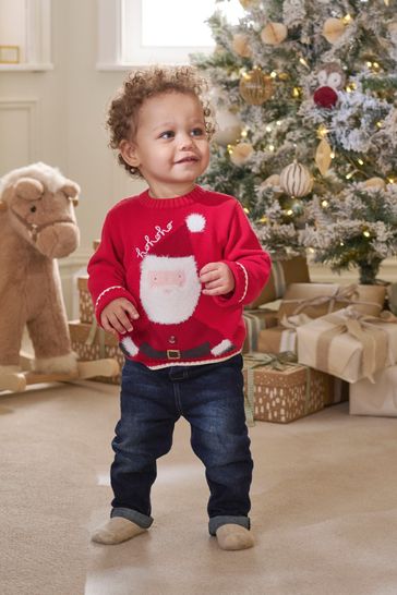 Mamas Papas Red Santa Christmas Jumper