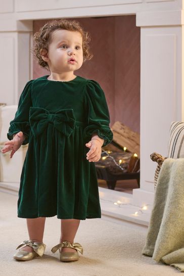 Buy Mamas Papas Green Velvet Bow Dress from Next Slovakia