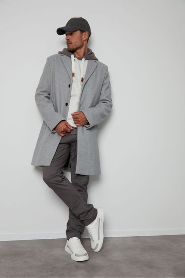 River island tailored coat with single fastening in grey shop