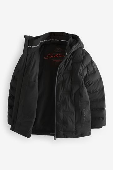 Black Fleece Lined Padded Puffer Coat 3 17yrs