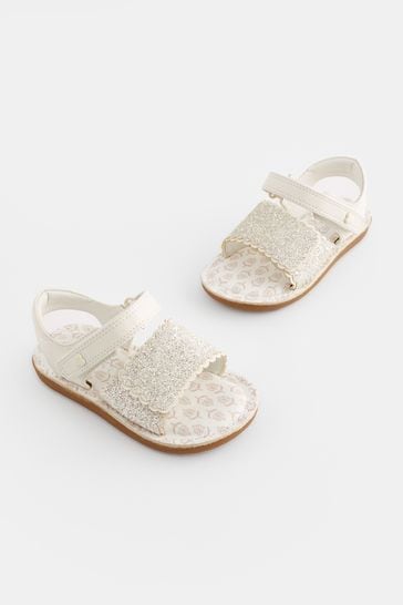 White Glitter Occasion Sandals