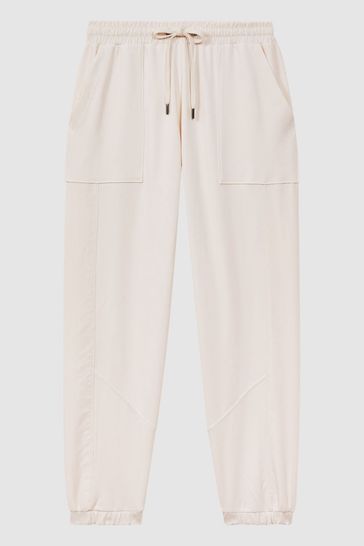 Buy Reiss Cream Maja Cotton Blend Tracksuit Bottoms from Next Kuwait