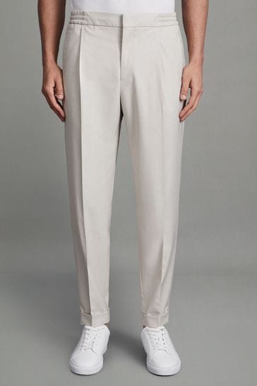 Reiss Stone Brighton Relaxed Drawstring Trousers with Turn-Ups