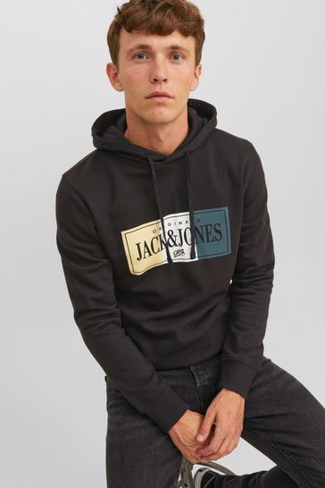 Jack and jones black hoodie deals