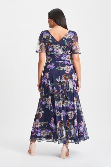 Buy Scarlett Jo Blue Floral Isabelle Rose Angel Sleeve Maxi